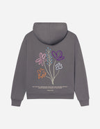Elevated Faith Christian Hoodie in Gray with Colorful Floral Design and Bible Verse on the Back