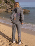 Elevated Faith Christian Hoodie in Gray with Colorful Flower Designs for Casual Beach Wear