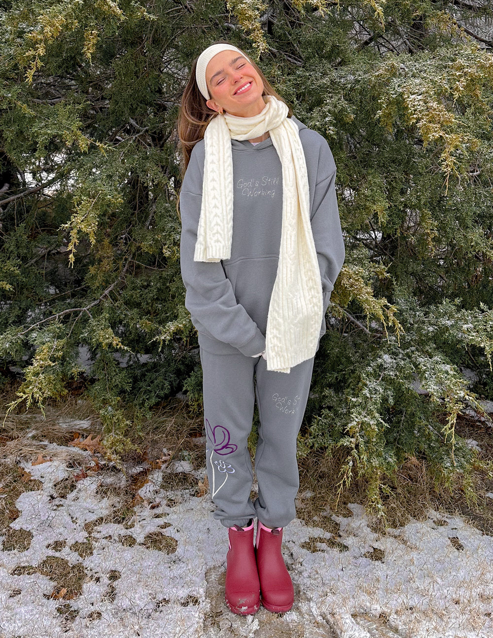 Cozy Elevated Faith Christian Hoodie in Gray Perfect for Winter Wear