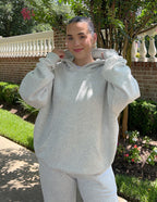 Elevated Faith Christian Hoodie in light gray with a cozy oversized fit and front pocket