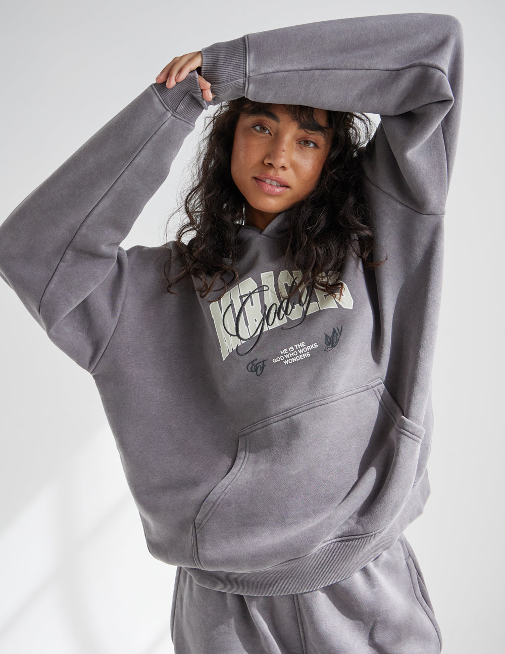 Elevated Faith Christian Hoodie in Gray with a Relaxed Fit and Graphic Design
