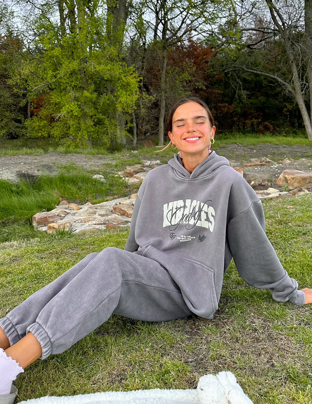 Elevated Faith Christian Hoodie in Gray with Relaxed Fit and Front Graphic Design