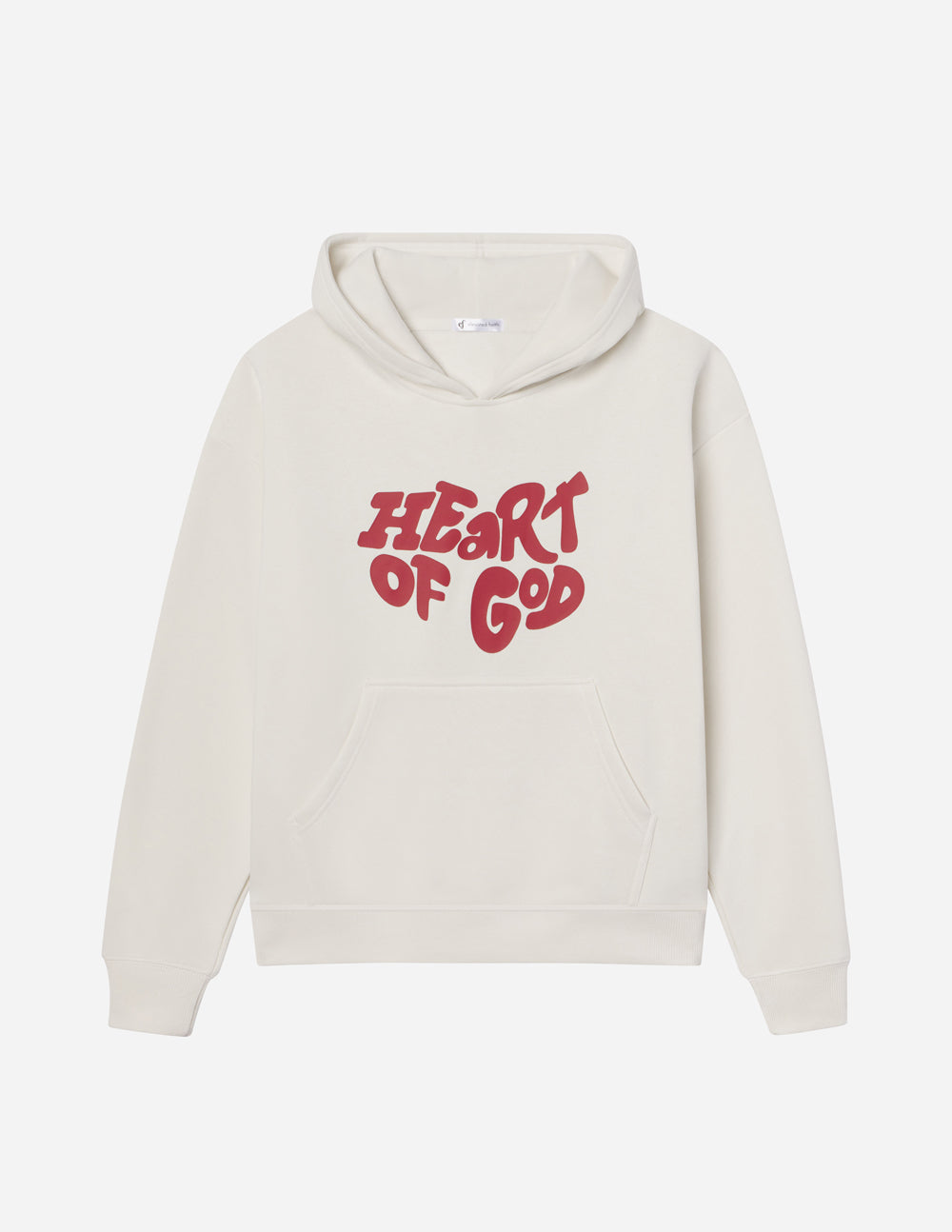 Elevated Faith Christian Hoodie in cream featuring bold 'Heart of God' graphic print