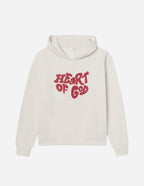 Elevated Faith Christian Hoodie in cream featuring bold 'Heart of God' graphic print