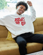 Elevated Faith Christian Hoodie in White with Heart of God Print for Stylish Comfort