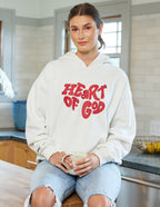 Elevated Faith Heart of God Christian Hoodie in White with Bold Red Text for Stylish Comfort