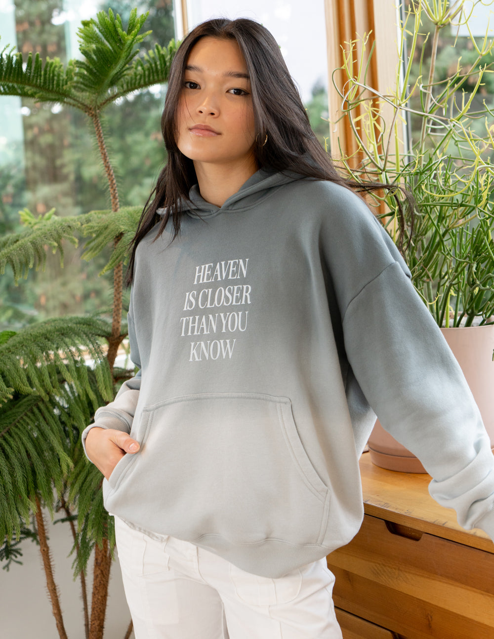 Elevated Faith Christian Hoodie in gradient gray with inspirational quote for everyday comfort