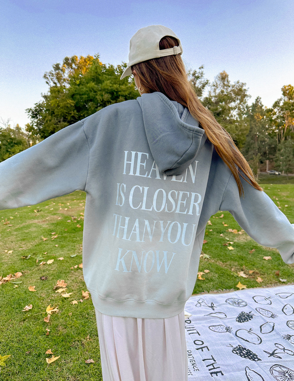Elevated Faith Christian Hoodie in Gradient Blue with Inspirational Text on the Back