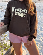 Elevated Faith Christian Hoodie in Brown with Heaven Made Design for Comfortable Casual Wear