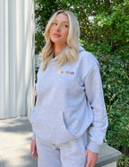 Elevated Faith Christian Hoodie in Gray with Colorful Heaven Embroidery and Front Pocket