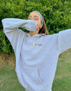 Gray Christian Hoodie from Elevated Faith with a colorful logo for a stylish look