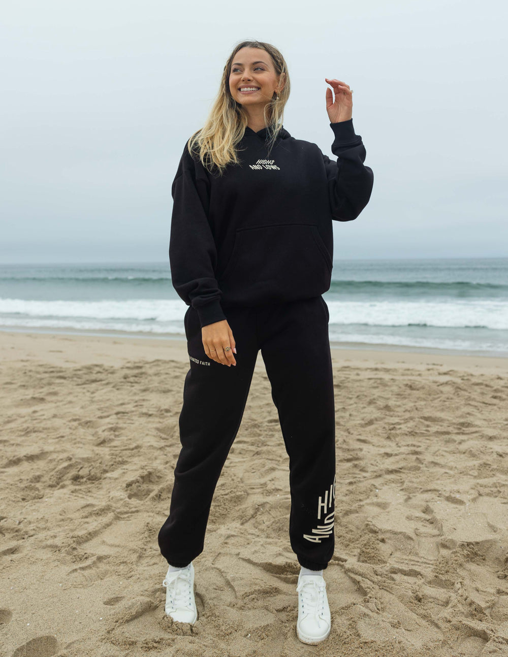 Elevated Faith Christian Hoodie in Black, perfect for casual beach outings and everyday wear