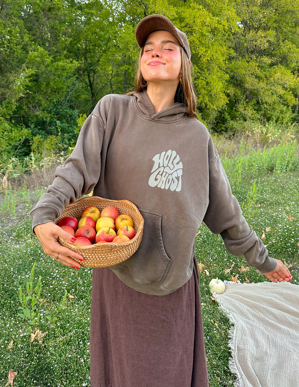 Elevated Faith Christian Hoodie in brown with Holy Ghost graphic, ideal for casual wear and comfort