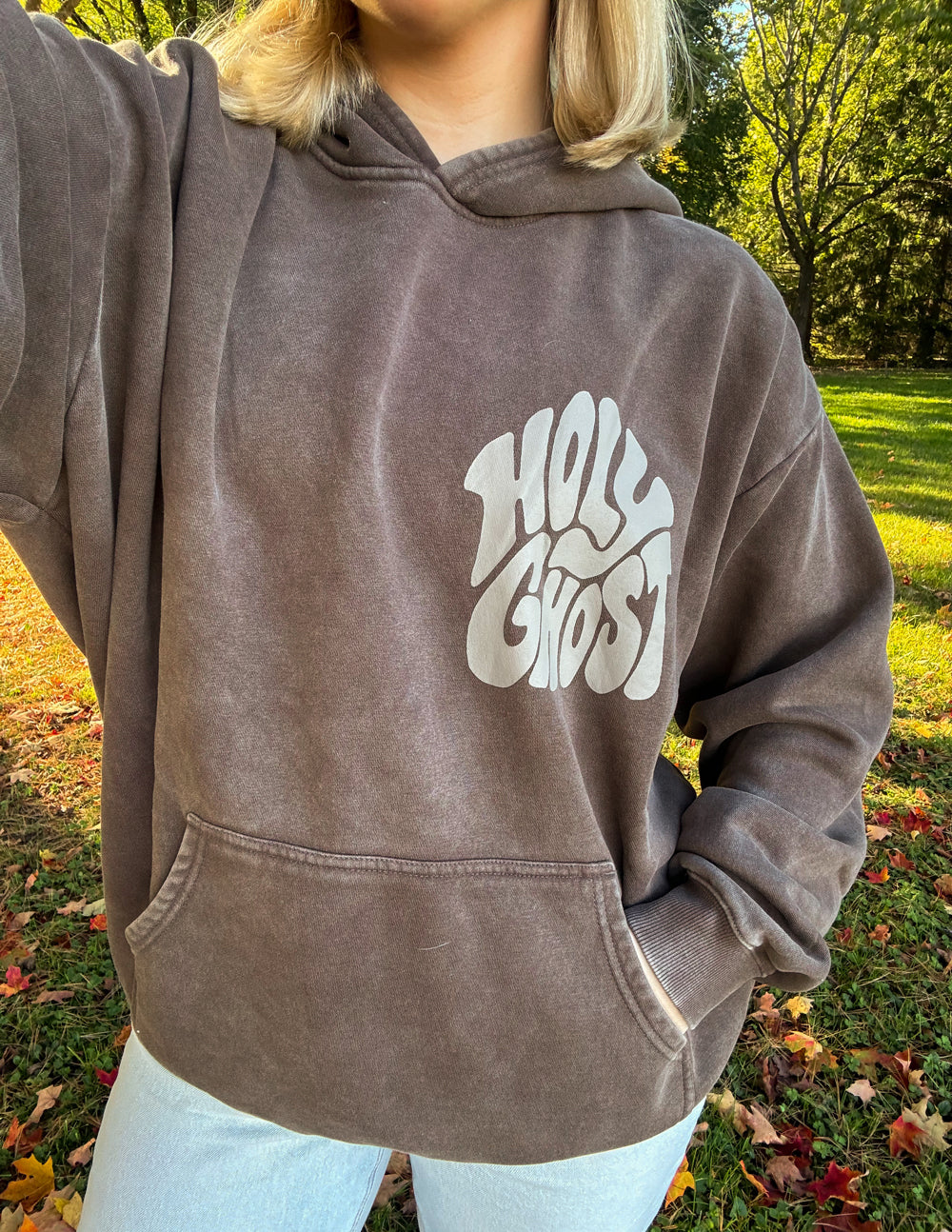 Elevated Faith Christian Hoodie in Brown with Holy Ghost Graphic and Cozy Fit