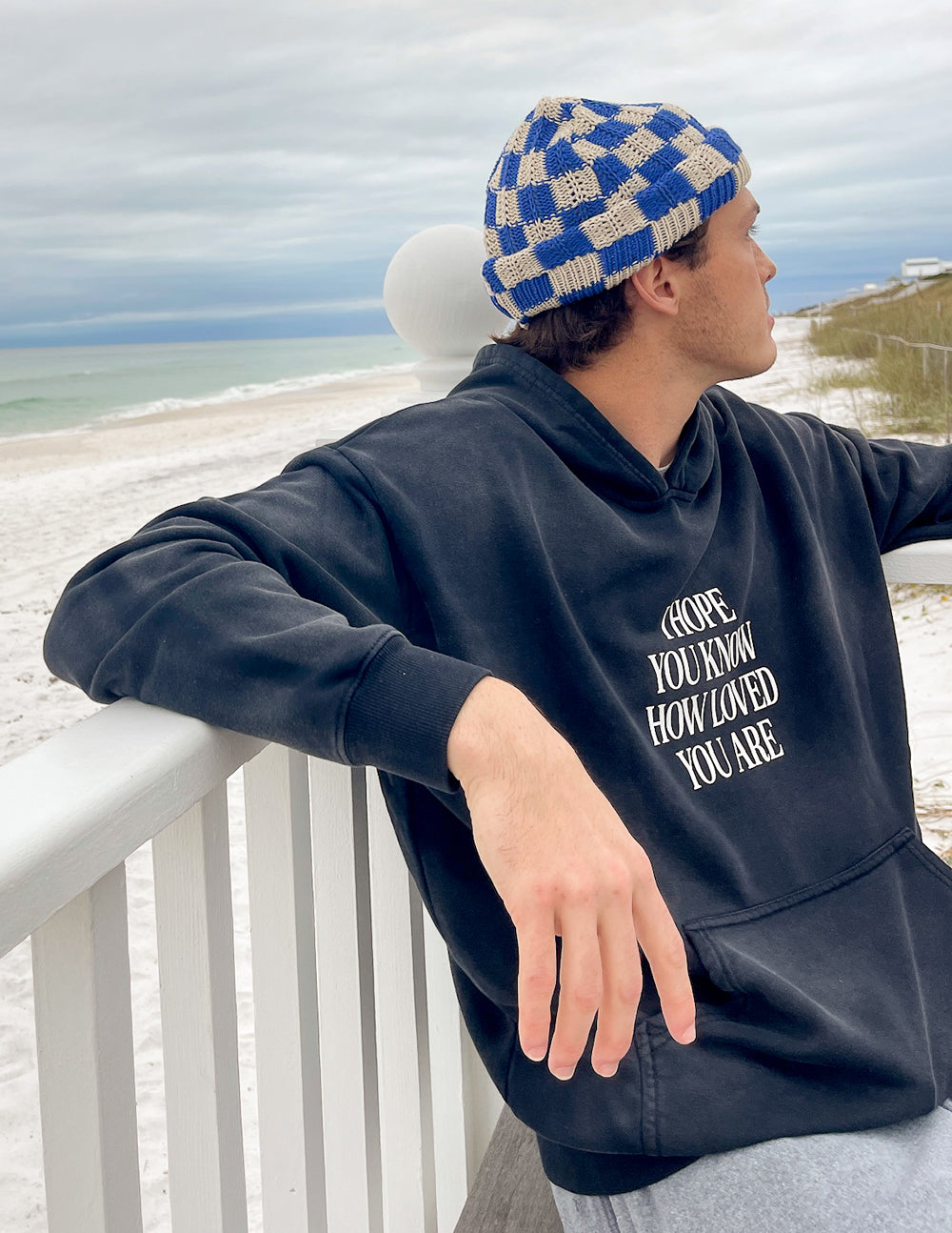 Elevated Faith Christian Hoodie in black with inspirational text on the front, perfect for beach outings