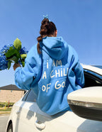 Blue Christian Hoodie with 'I Am a Child of God' Print, Perfect for Everyday Wear
