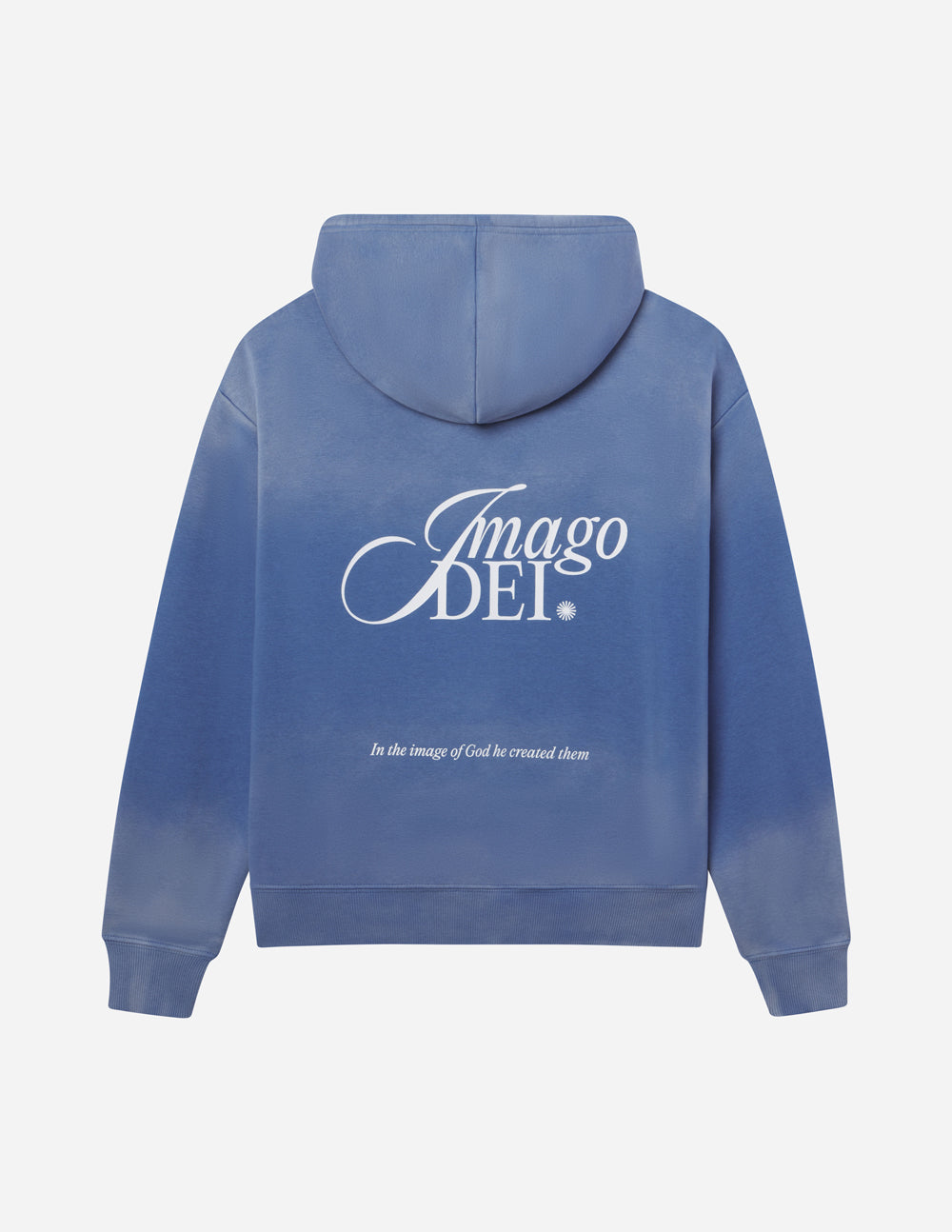 Elevated Faith Christian Hoodie in Blue with Inago Dei Design and Inspirational Text