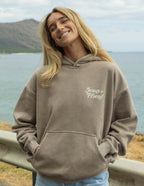 Elevated Faith Christian Hoodie in beige with Jesus Friend text design for casual wear