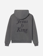 Elevated Faith Christian Hoodie in Gray with 'Jesus Is King' Text on the Back