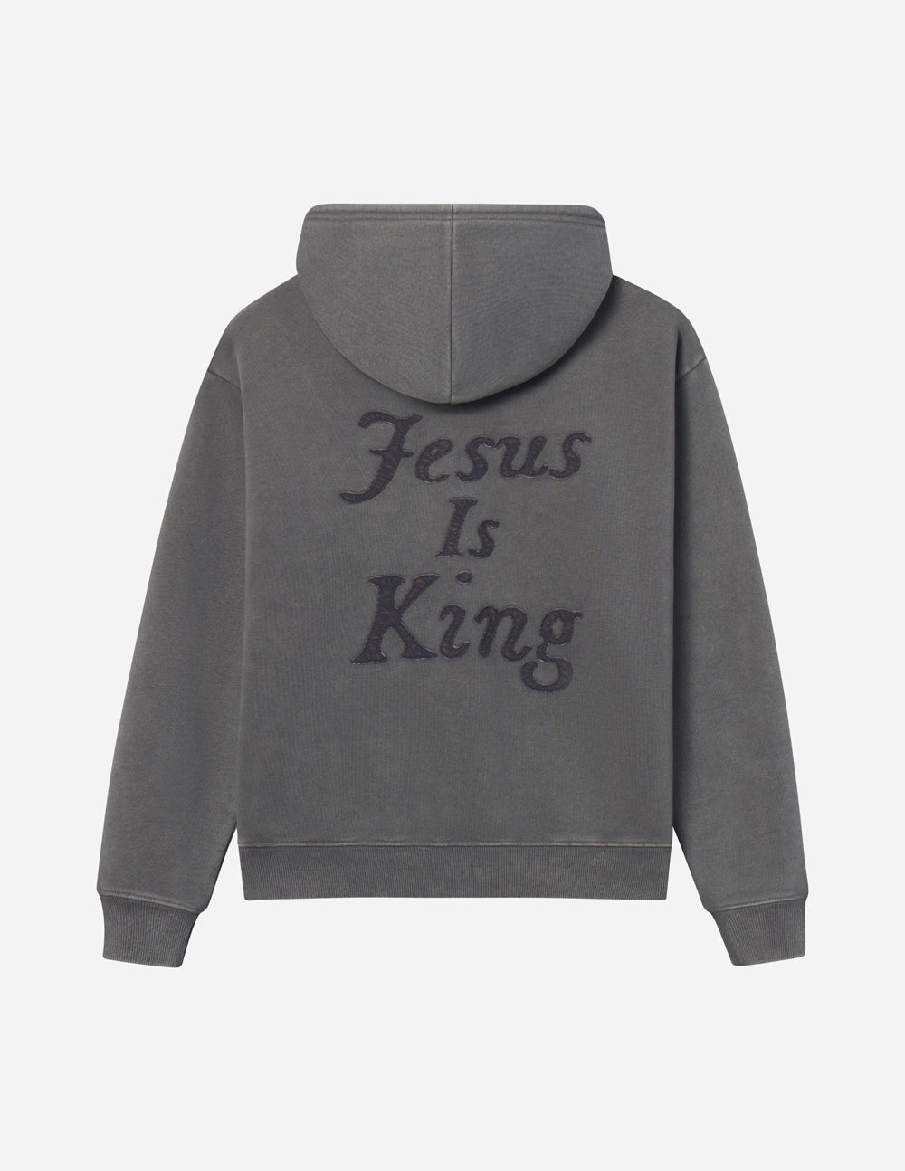 Elevated Faith Christian Hoodie in Gray with 'Jesus Is King' Text on the Back