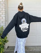 Black Elevated Faith Christian Hoodie featuring 'Jesus is King' graphic on the back