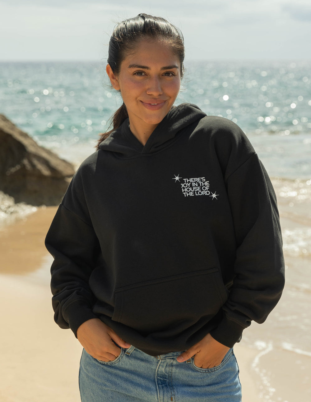 Elevated Faith Christian Hoodie with front pocket and inspirational quote for comfort and style