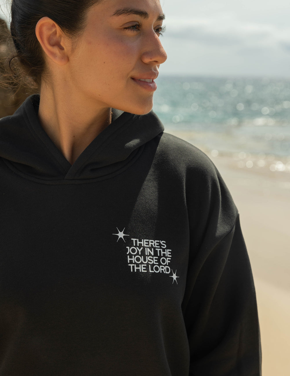 Elevated Faith Christian Hoodie in Black with 'There's Joy in the House of the Lord' Design
