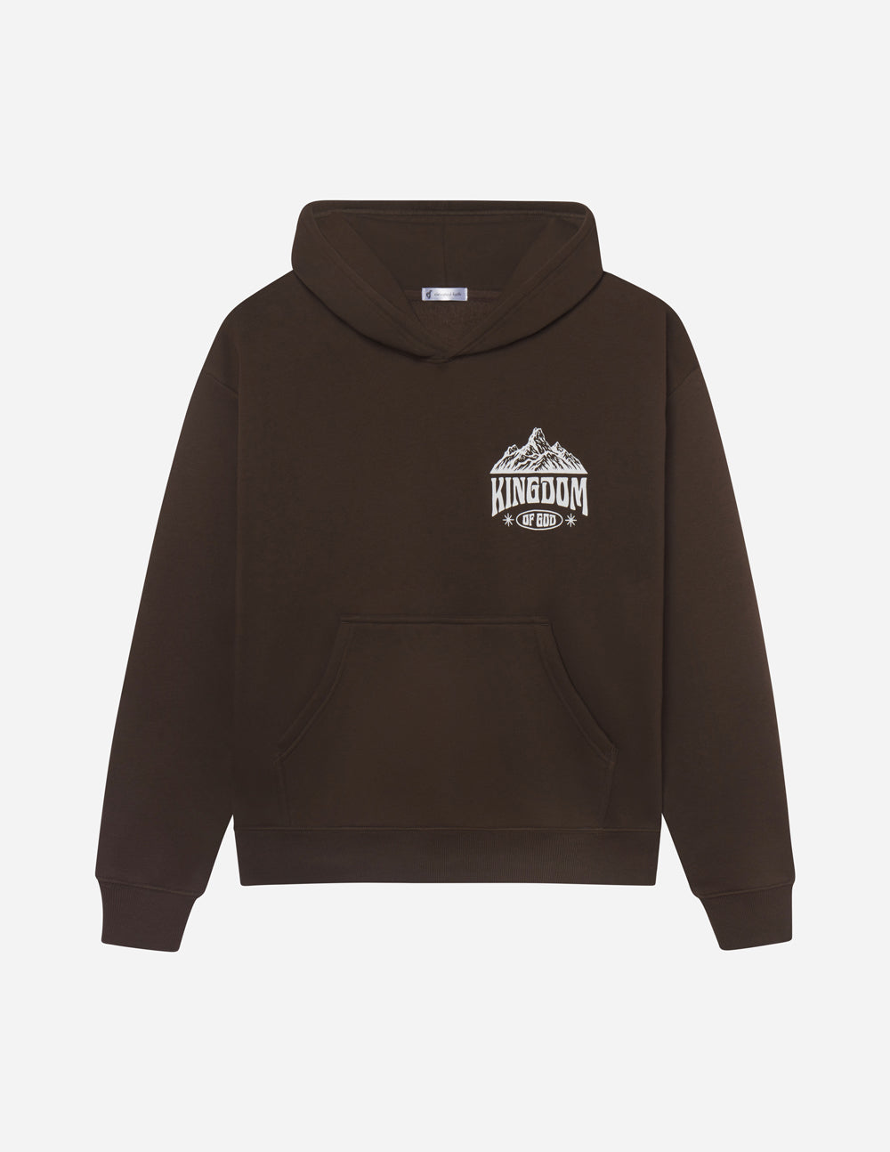 Elevated Faith Christian Hoodie in Brown with Kingdom graphic design and front pocket