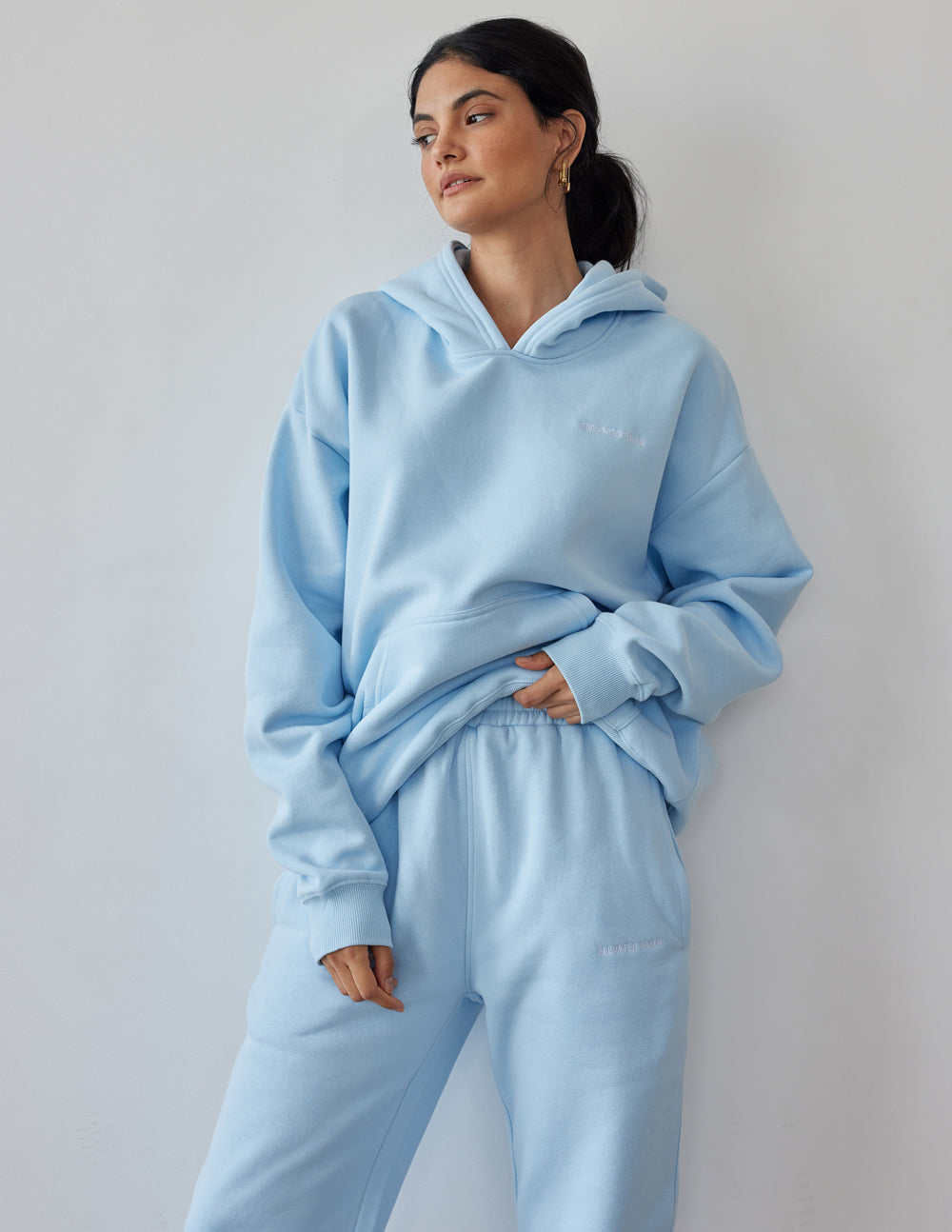 Elevated Faith Christian Hoodie in Light Blue with Relaxed Fit for Comfort and Style