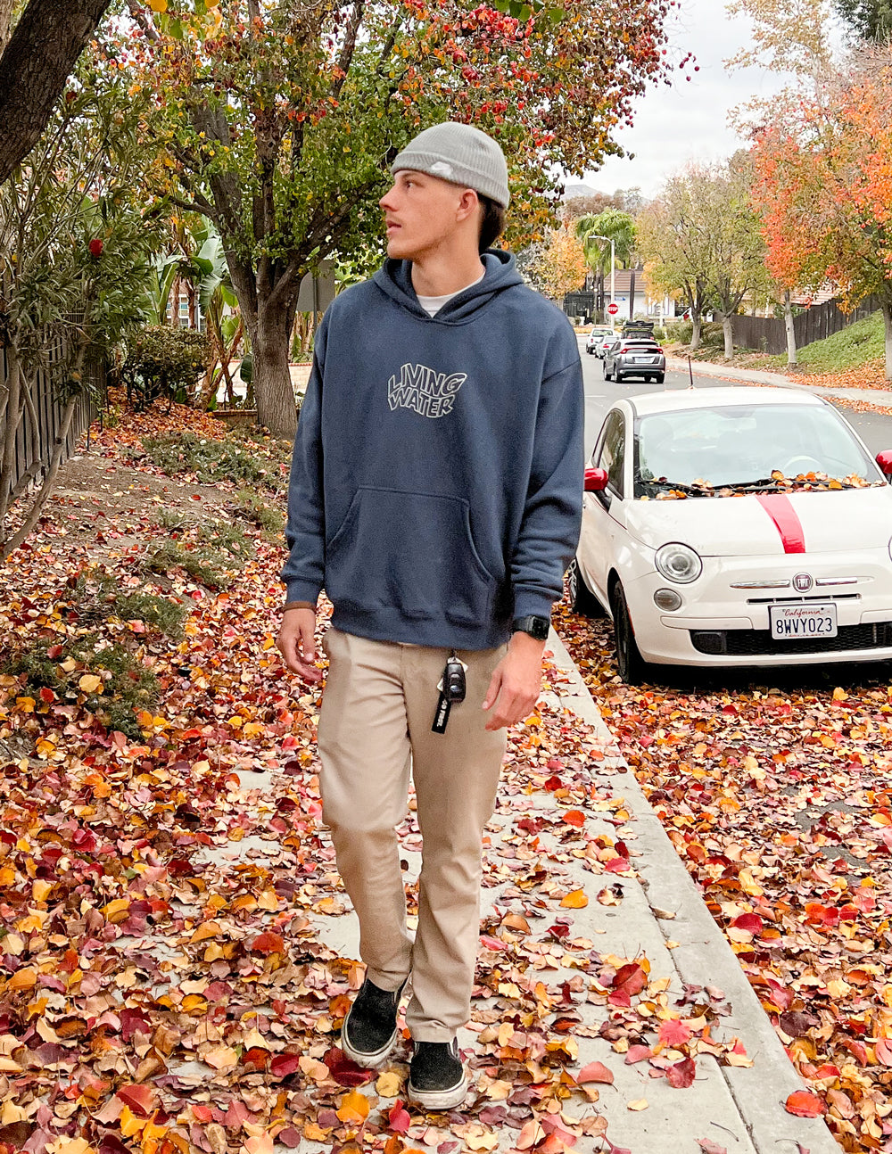 Casual Elevated Faith Christian Hoodie in navy, perfect for fall fashion outdoors