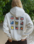 Elevated Faith Christian Hoodie featuring colorful icons of love, joy, peace, and other virtues on the back
