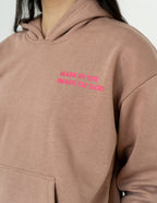 Elevated Faith Christian Hoodie in beige featuring 'Made in the Image of God' embroidered in pink