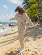 Elevated Faith Christian Hoodie in beige, perfect for casual beach outings and comfortable wear