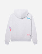 Elevated Faith Christian Hoodie in Gray with Colorful Butterfly and Star Designs on the Back