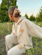 Elevated Faith Christian Hoodie in beige with 'Made New' embroidery for casual style