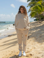 Elevated Faith Christian Hoodie in Beige with Butterfly Design Perfect for Casual Beach Wear