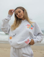 Elevated Faith Christian Hoodie in light gray with colorful graphics for a trendy, casual look