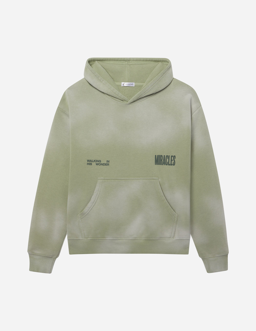 Elevated Faith Green Christian Hoodie with Miracles Print and Cozy Fleece Fabric