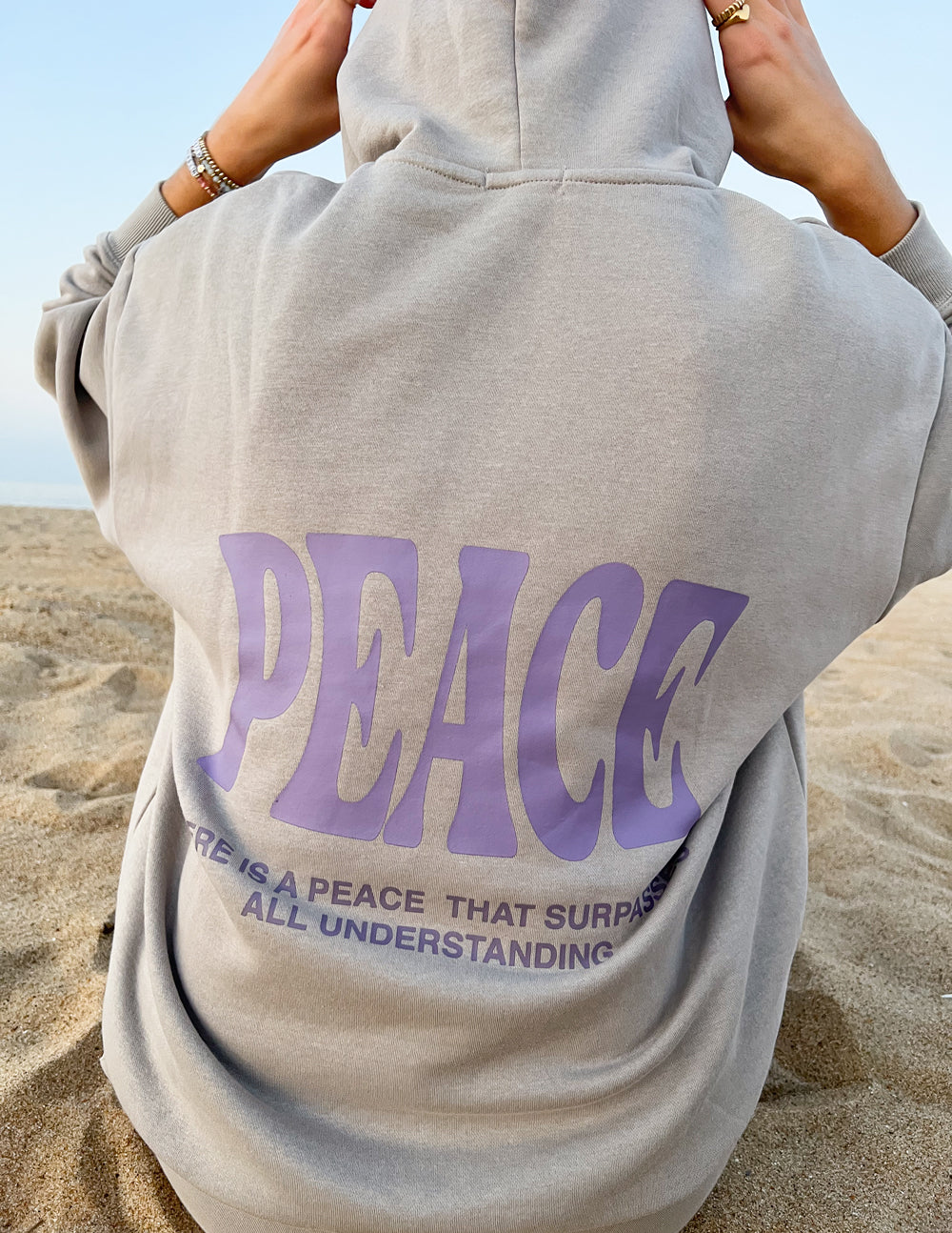 Elevated Faith Christian Hoodie in Gray featuring Peace design on the back for a stylish look