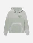 Elevated Faith Christian Hoodie in soft green with 'Perfect Love' lettering front design