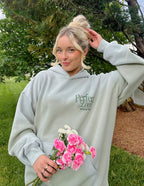 Elevated Faith Christian Hoodie in Light Gray with 'Perfect Love' Design and Front Pocket