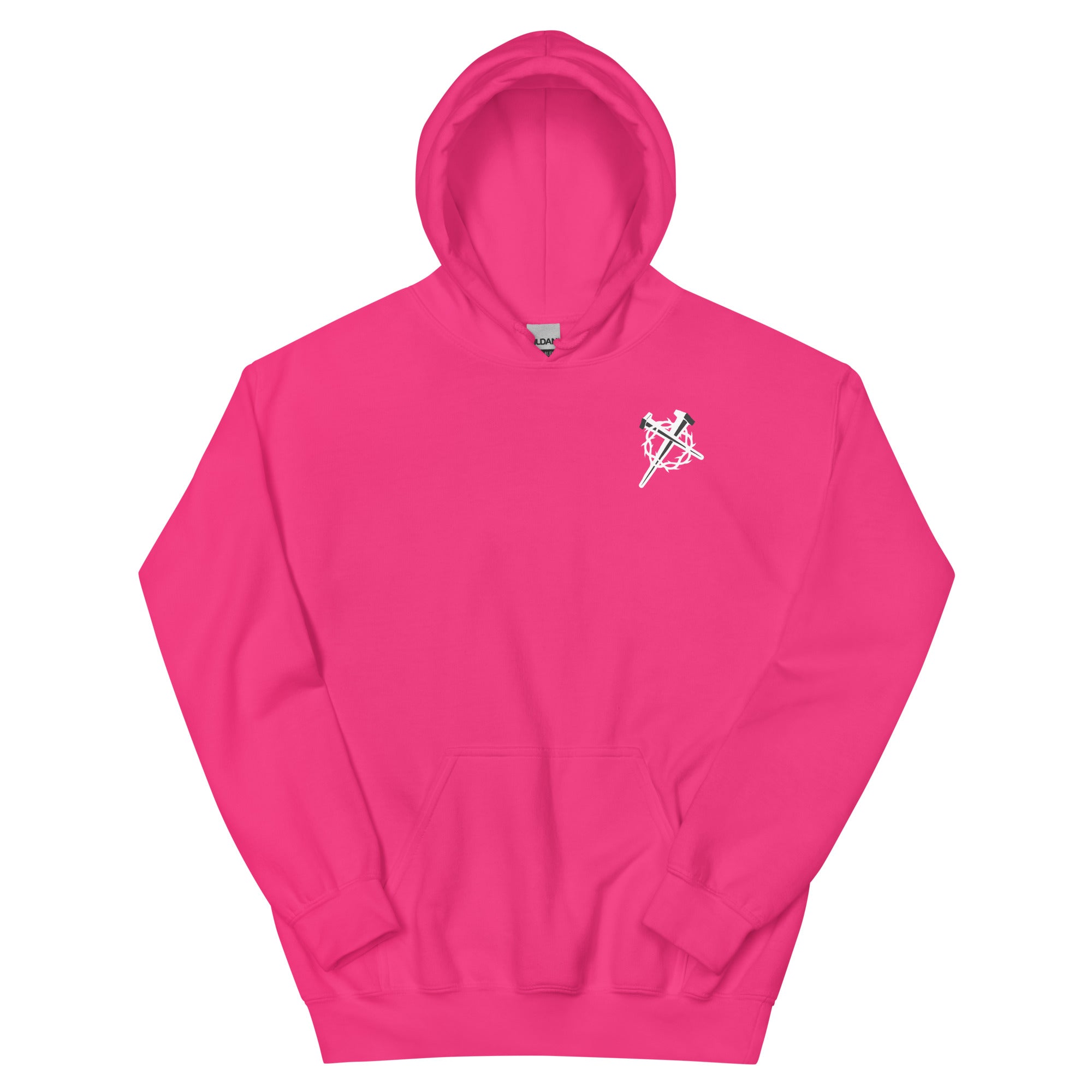 Bright pink Christian Hoodie with a unique design for stylish and comfortable wear