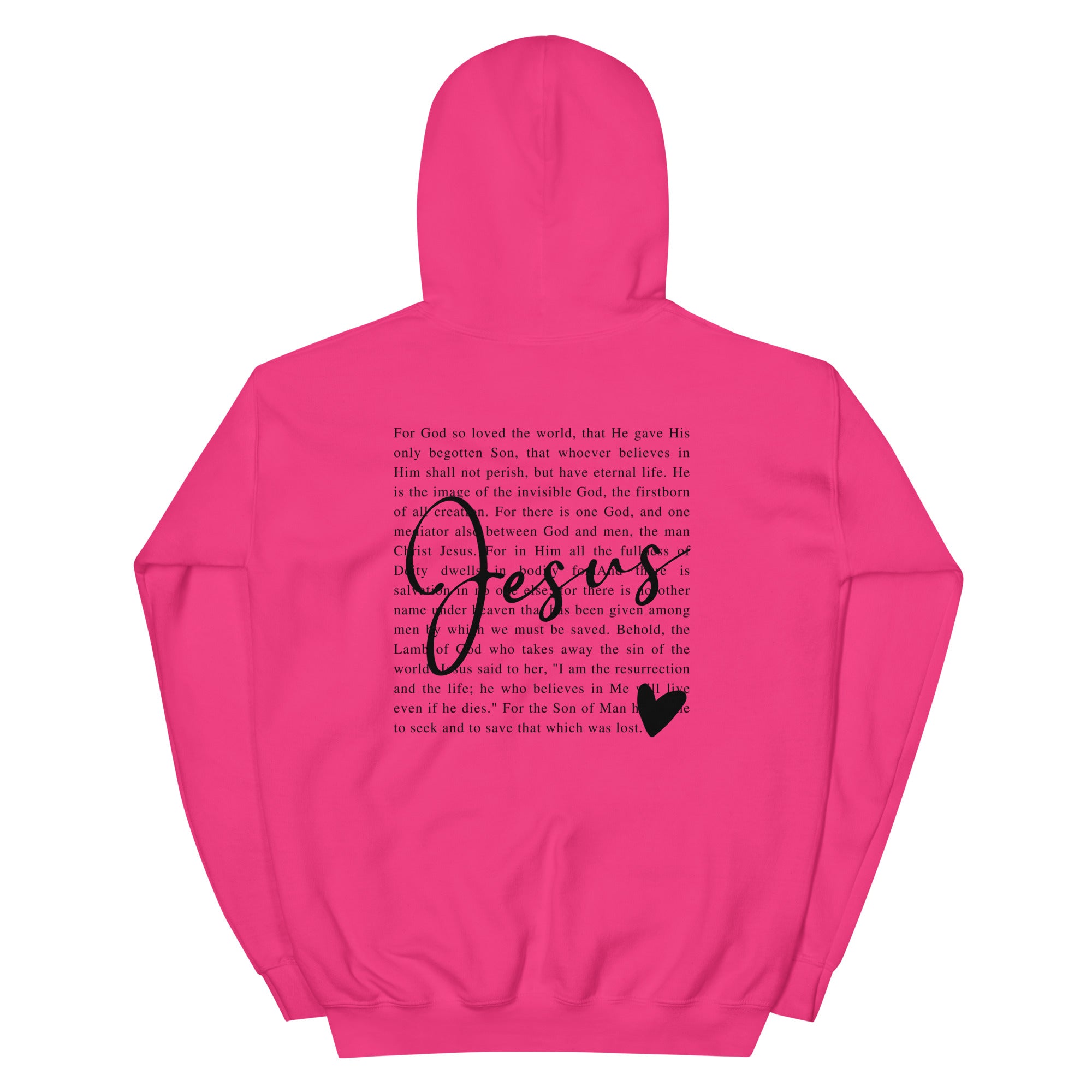 Pink Christian Hoodie with Jesus quote and heart design from RepThe1 Apparel and Accessories