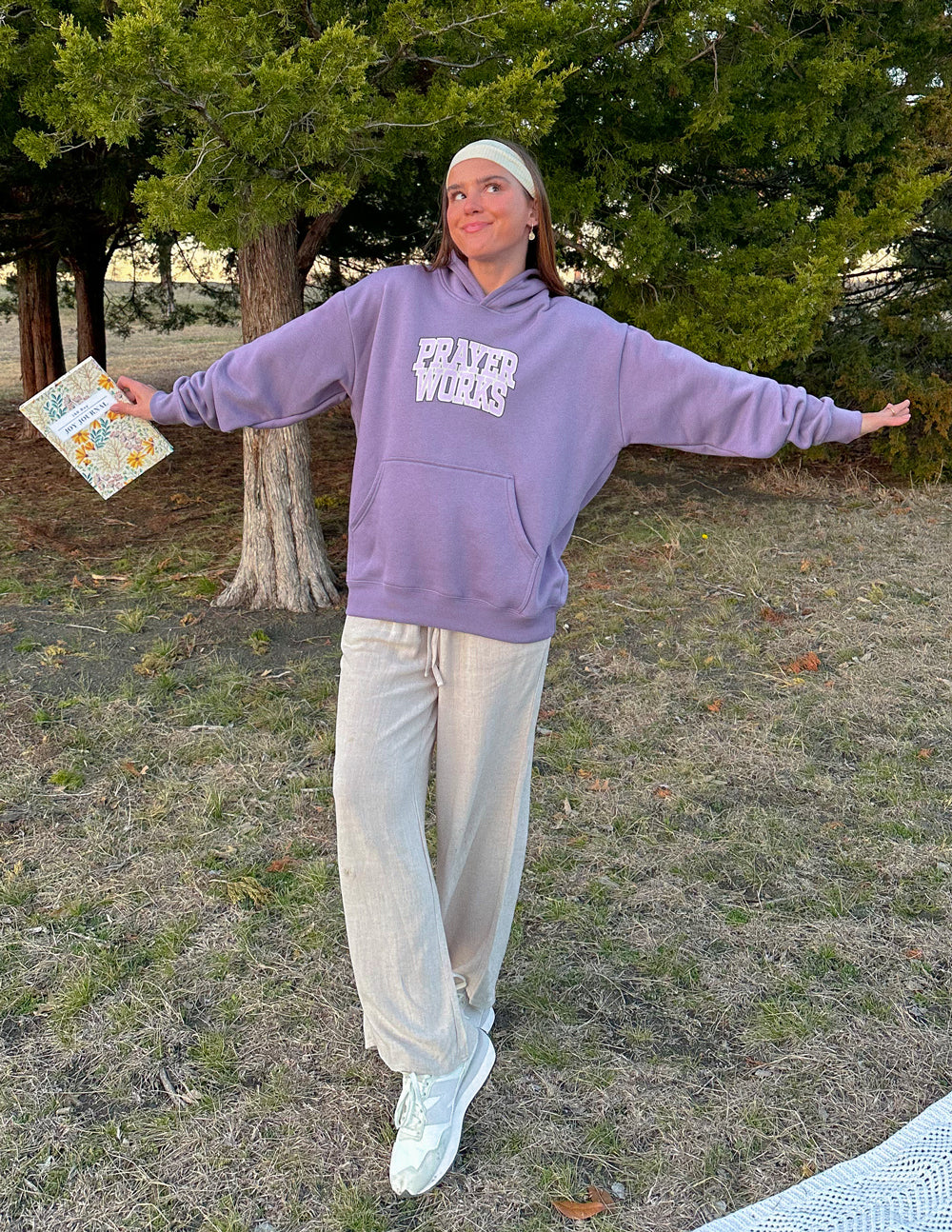 Elevated Faith Christian Hoodie in Lavender with Prayer Will graphic for a cozy and stylish look