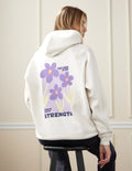 Elevated Faith Christian Hoodie in Cream with Floral Graphic and Psalm Verse on Back