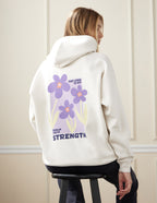 Elevated Faith Christian Hoodie in Cream with Floral Graphic and Psalm Verse on Back