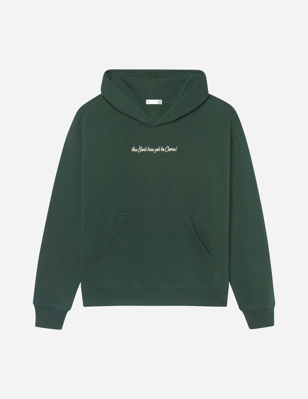 Elevated Faith Christian Hoodie in green featuring a front pocket and embroidered text