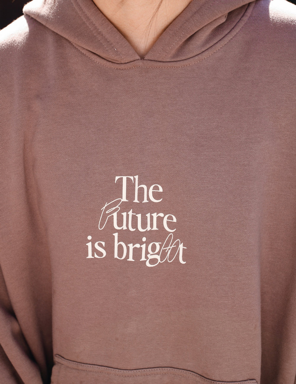 Elevated Faith Christian Hoodie in Brown with 'The Future is Bright' Graphic Design
