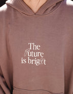 Elevated Faith Christian Hoodie in Brown with 'The Future is Bright' Graphic Design