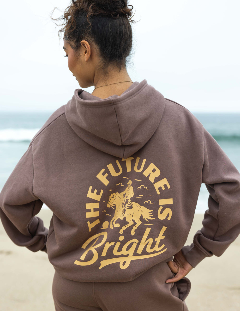 Elevated Faith Christian Hoodie with 'The Future Is Bright' graphic on the back, perfect for casual wear